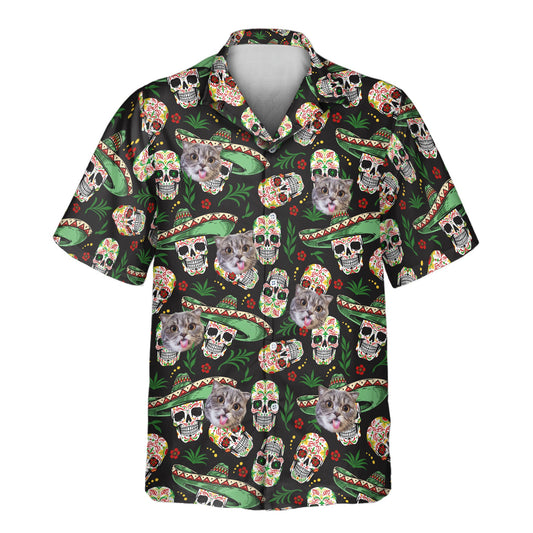 Fiesta Skull Vibes | Aloha Custom Hawaiian Shirts with Faces or Logos