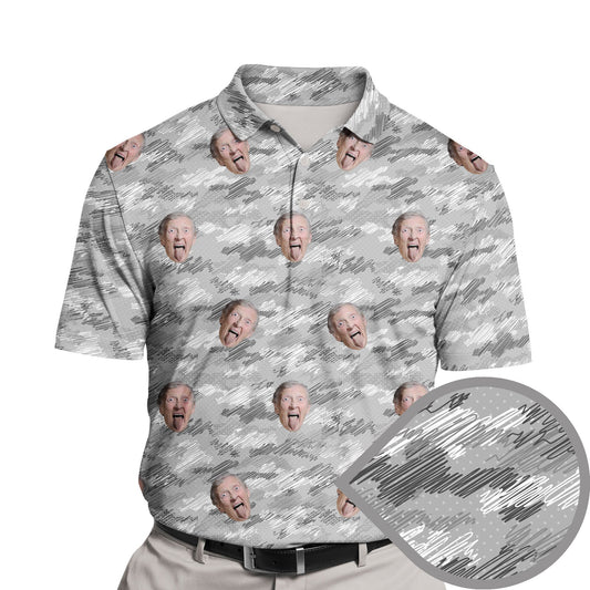 Gray Camo Crew | Funny Golf Shirts with Faces or Logos