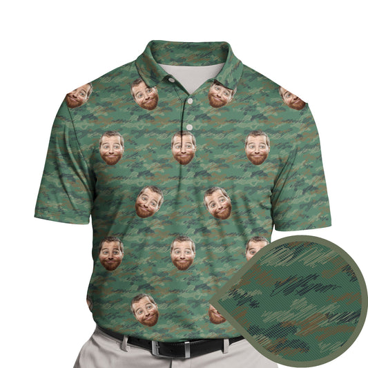 Green Camo Crew | Funny Golf Shirts with Faces or Logos
