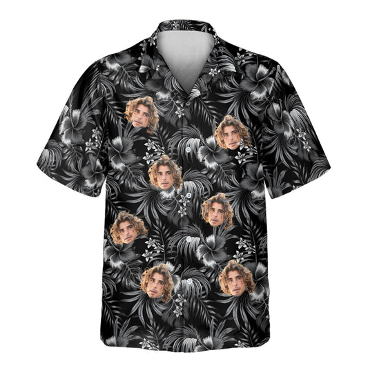 Midnight Hibiscus Paradise | Aloha Custom Hawaiian Shirts with Faces or Logos