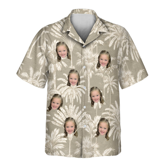 Monochrome Tropics in Cotton Grey | Aloha Custom Hawaiian Shirts with Faces or Logos