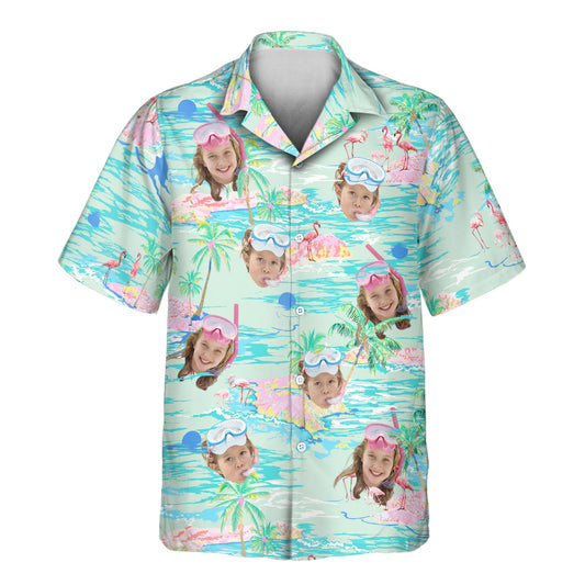 Tropical Flamingo Paradise | Aloha Custom Hawaiian Shirts with Faces or Logos