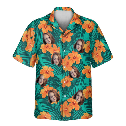 Tropical Flowers and Palm Leaves | Aloha Custom Hawaiian Shirts with Faces or Logos