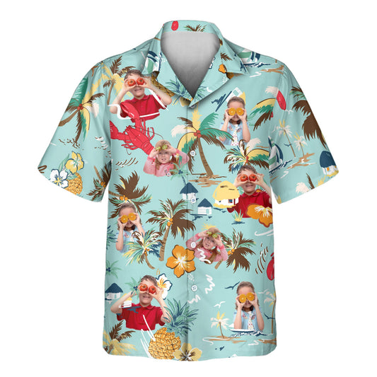 Turquoise Tropical Island | Aloha Custom Hawaiian Shirts with Faces or Logos