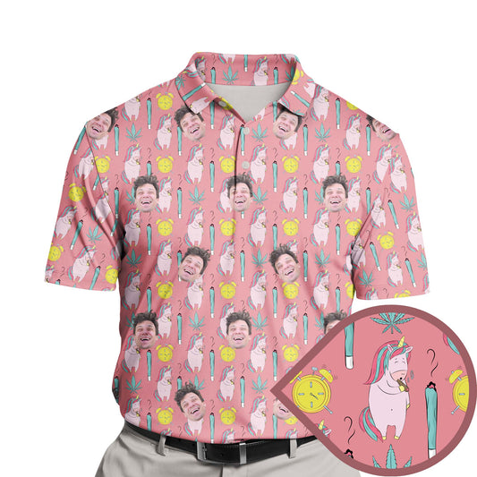 Unicorn & Cannabis Fantasy | Funny Golf Shirts with Faces or Logos