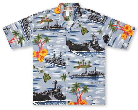 Gray U.S. Battleships Hawaiian Shirt