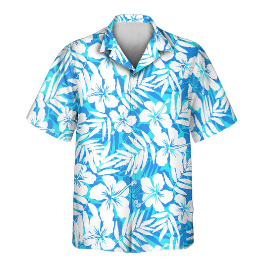 Blue Hibiscus Breeze | Aloha Custom Hawaiian Shirts with Faces or Logos