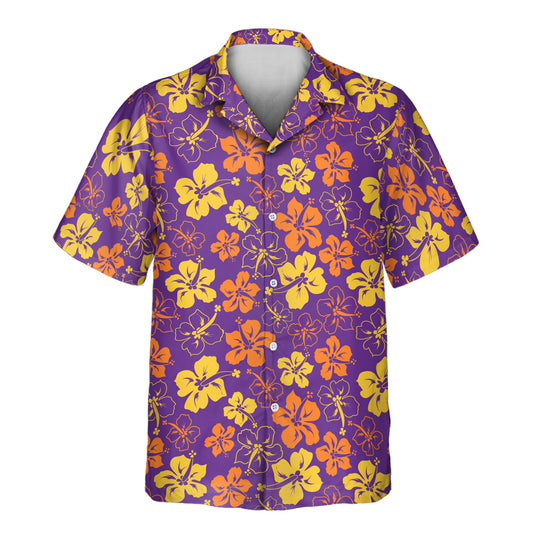 Purple Floral Hibiscus | Aloha Custom Hawaiian Shirts with Faces or Logos