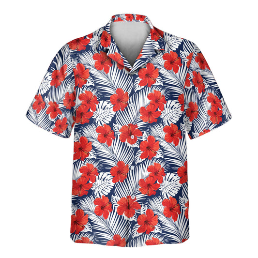 Red Hibiscus Tropics | Aloha Custom Hawaiian Shirts with Faces or Logos