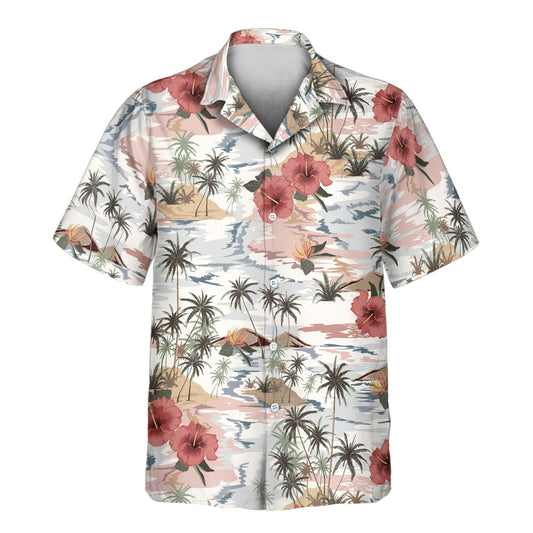 Vintage Island Palm Hibiscus | Aloha Custom Hawaiian Shirts with Faces or Logos