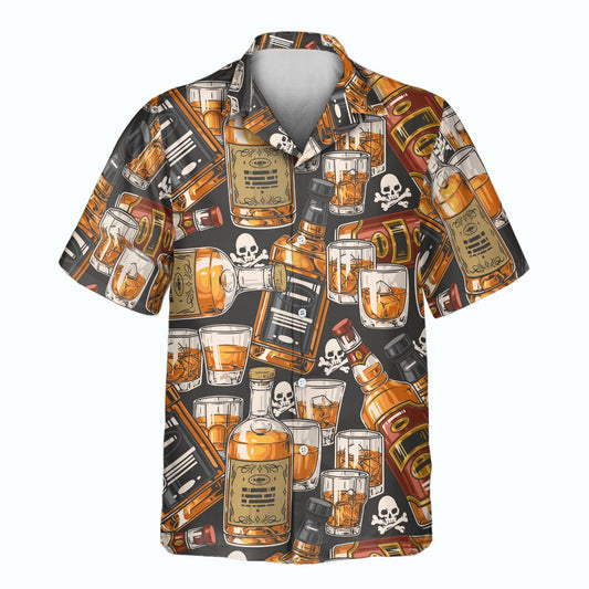 Whiskey & Skulls Retro | Aloha Custom Hawaiian Shirts with Faces or Logos