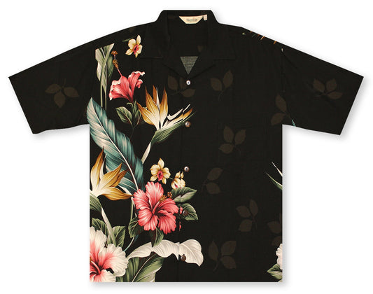 Hibiscus Paradise Black Hawaiian Shirt