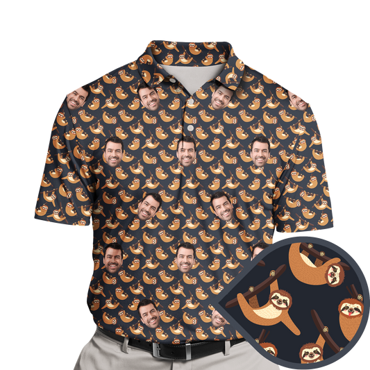 Sloth On The Branch | Custom Polo Shirts with Faces or Logos