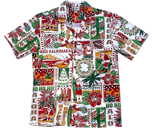 Aloha Christmas Traditions - White Hawaiian Shirt