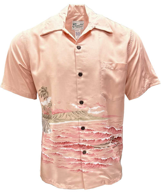 Coral Retro Kaimana Surf Hawaiian Shirt