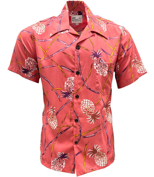 CoralRetro Pineapple Bamboo Hawaiian Shirt