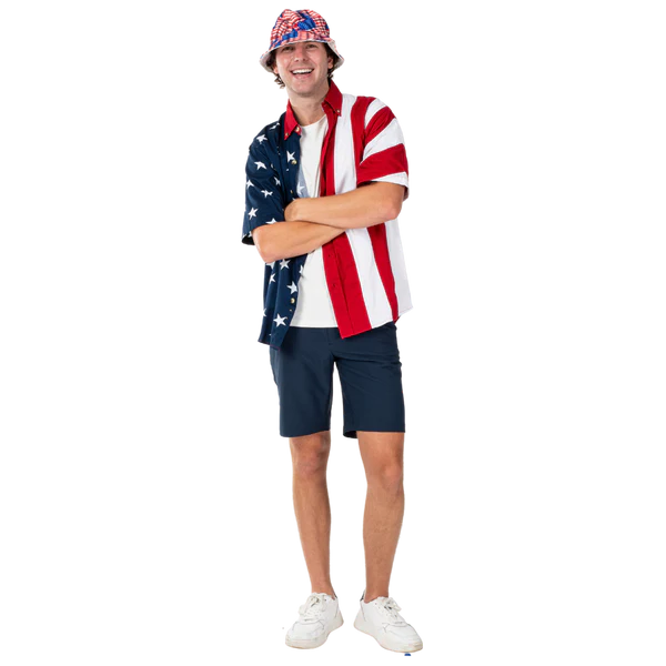 Men's Stars & Stripes Harmony Button-Down Hawaiian Shirt