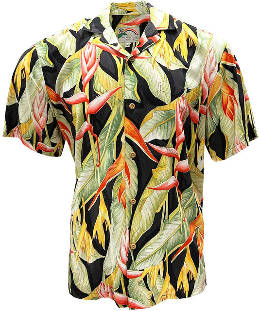Heliconia Black Hawaiian Shirt