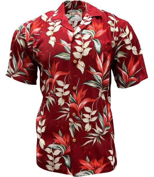 Heliconia Paradise Red Hawaiian Shirt