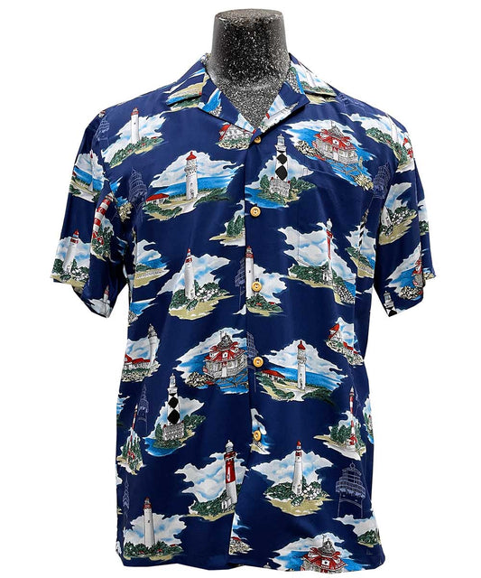 Navy Lighthouse Hawaiian Shirt
