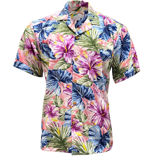 Coral Painted Hibiscus Hawaiian Shirt