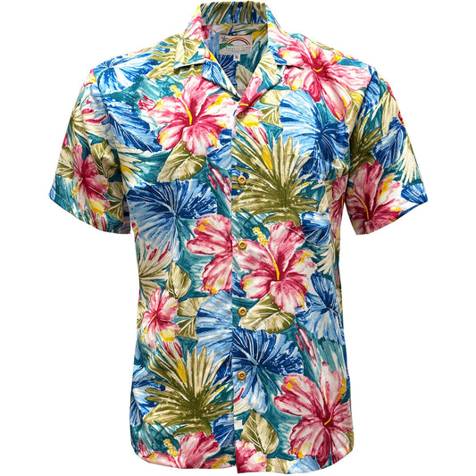 Jade Painted Hibiscus Hawaiian Shirt