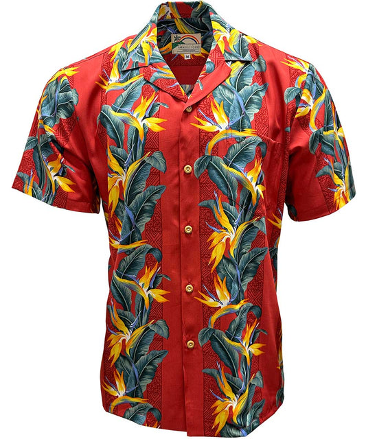 Red Paradise Panel Hawaiian Shirt