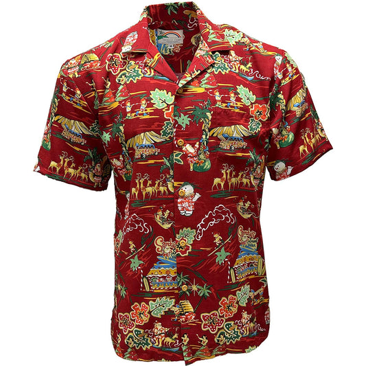 Red Santa's Surf Shack Hawaiian Shirt