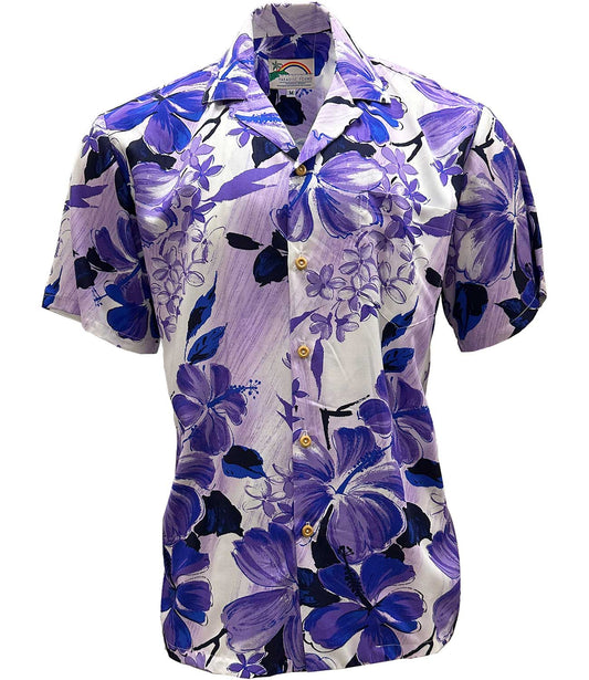 Purple Watercolor Hibiscus Hawaiian Shirt