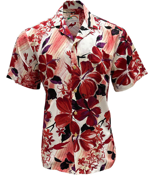 Red Watercolor Hibiscus Hawaiian Shirt