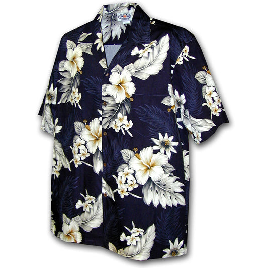Island Florals Navy Hawaiian Shirt