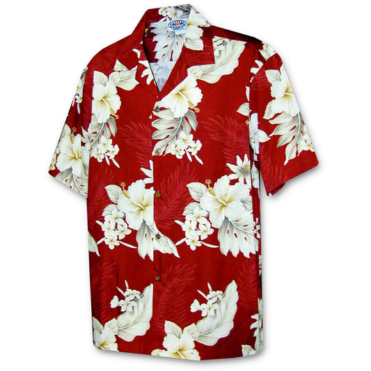 Island Florals Red Hawaiian Shirt