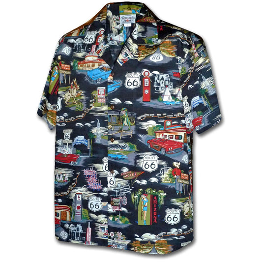 Black Route 66 Hawaiian Shirt