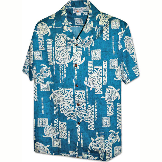 Teal Tribal Turtles Hawaiian Shirt