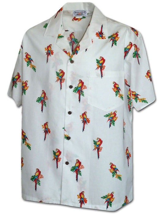White Wild Parrot Hawaiian Shirt