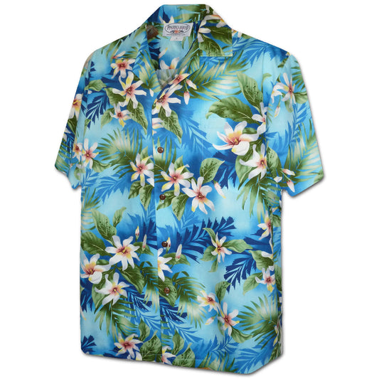 Blue Tropical Tiare Hawaiian Shirt