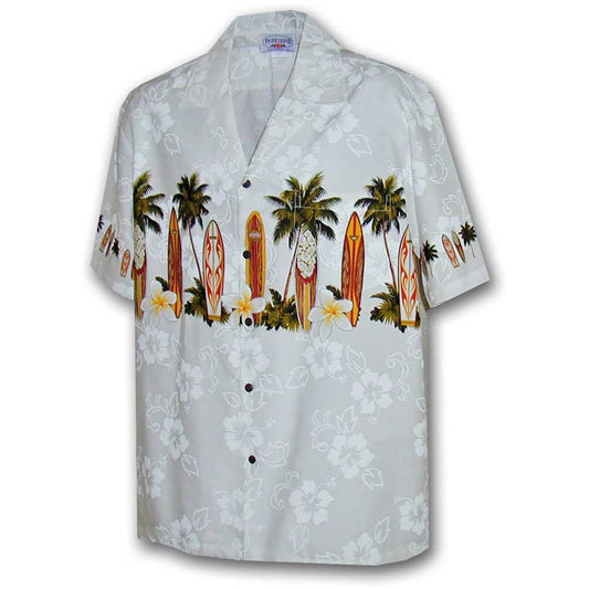White Surfs Up Hawaiian Shirt