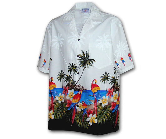 Island Birds White Hawaiian Shirt