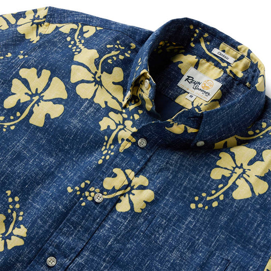 50th State Flower - Dress Blues Hawaiian Shirt