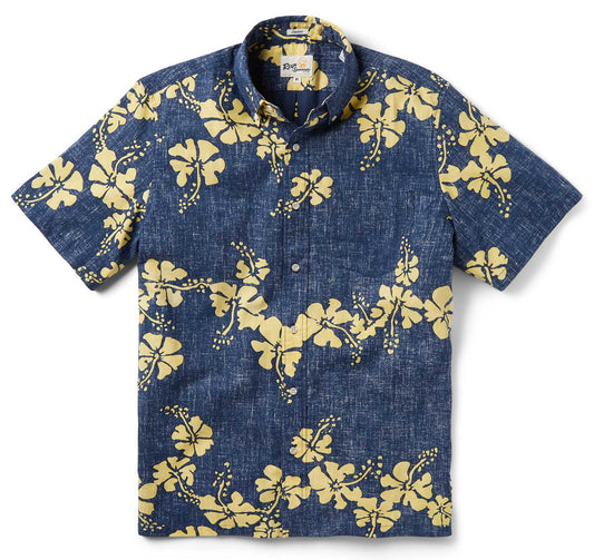 50th State Flower - Dress Blues Hawaiian Shirt