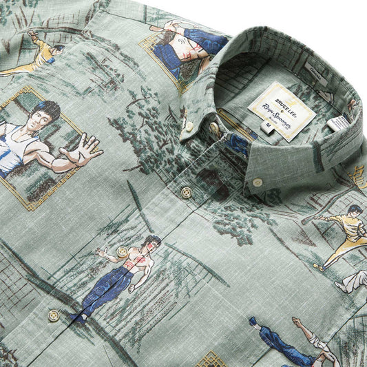Bruce Lee Little Dragon - Jade Hawaiian Shirt
