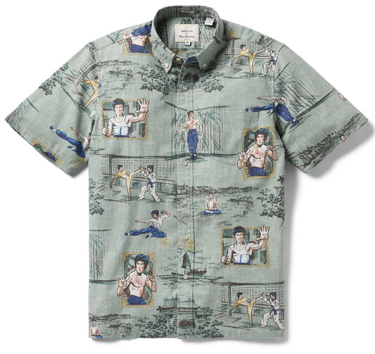 Bruce Lee Little Dragon - Jade Hawaiian Shirt