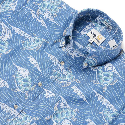 Honu 'Aukai Blue Hawaiian Shirt