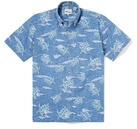 Honu 'Aukai Blue Hawaiian Shirt
