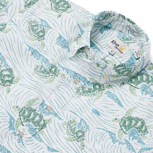 Honu 'Aukai White Hawaiian Shirt