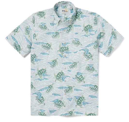 Honu 'Aukai White Hawaiian Shirt