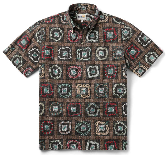 Island Lei Black Hawaiian Shirt