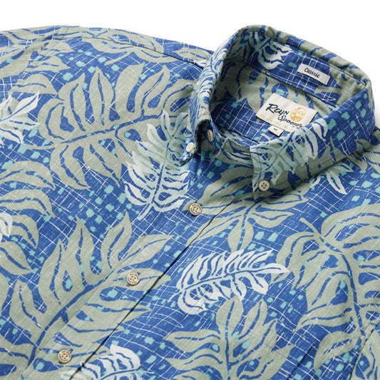 Blue Monstera Modern Hawaiian Shirt