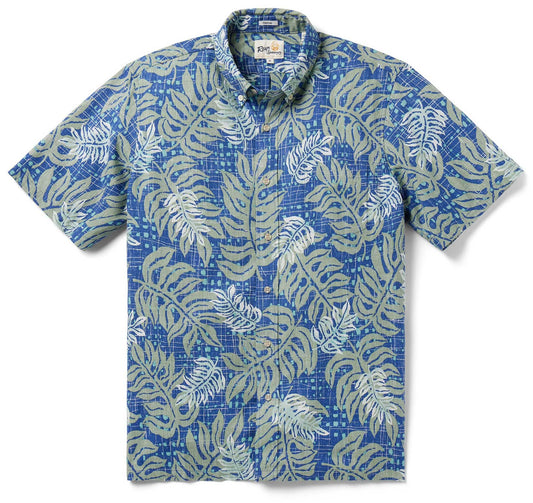 Blue Monstera Modern Hawaiian Shirt