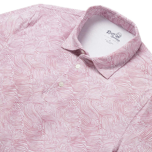 Red Molokai Channel Performance Polo Hawaiian Shirt